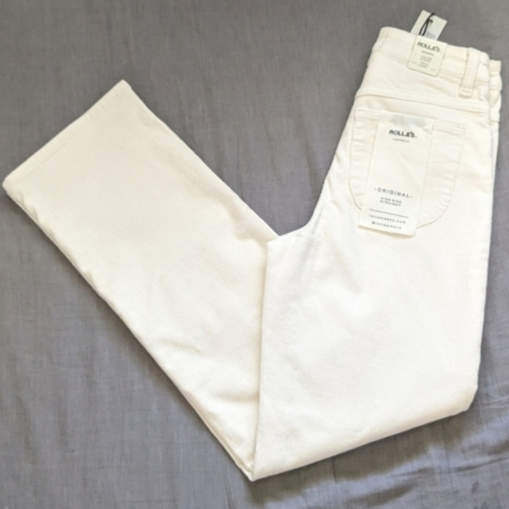 Rolla's Straight Leg Cords Pants Cream